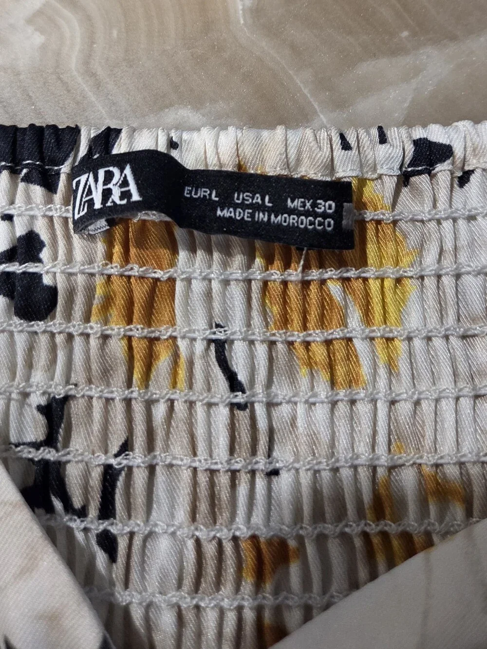 Zara White and Yellow Daisy Print Top